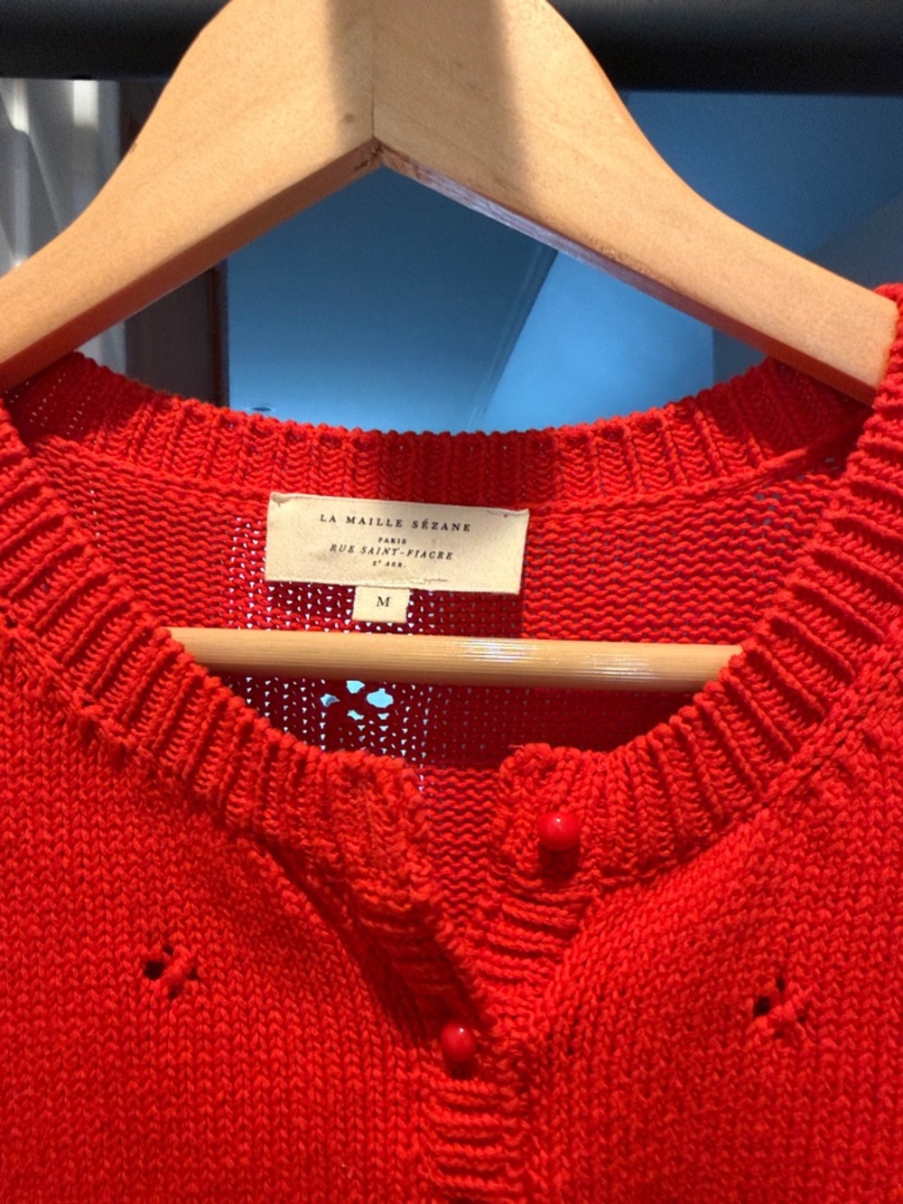 Sezane Red Knit Button-Front Cardigan - Picture 3 of 4